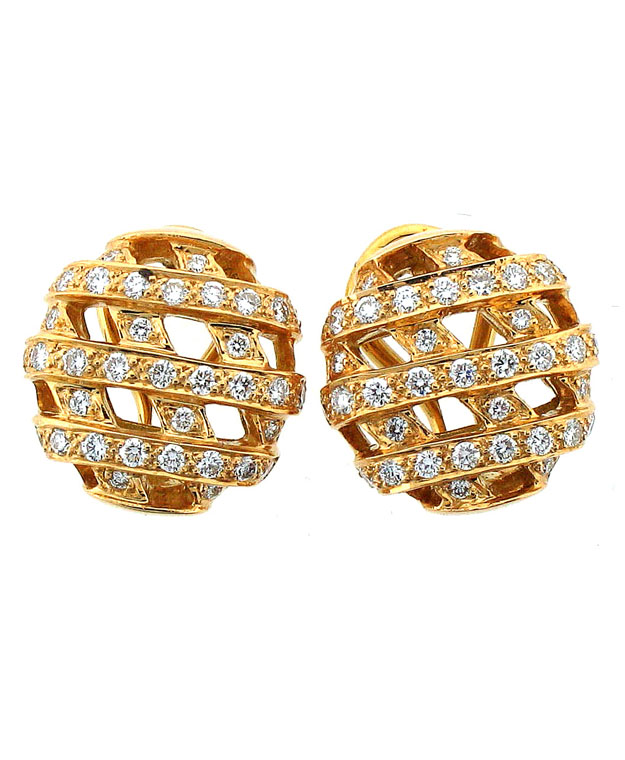 18KW Fashion Criss-Cross Earrings with Diamonds: 0.85cts